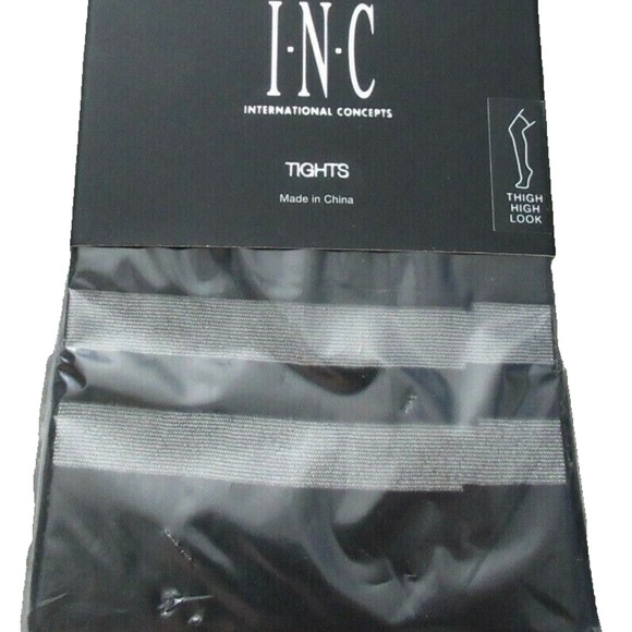 Women's INC International Concepts Striped Mock Thigh-High Tights Black - Picture 5 of 7